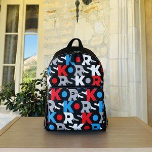 Michael Kors Cooper Signature PVC Graphic Logo Commuter Backpack Red Multi NWT